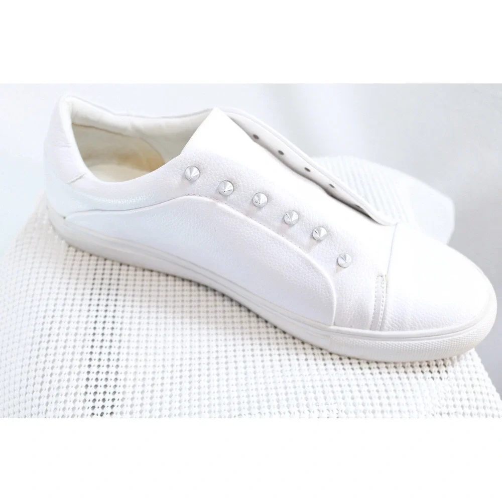 Faranzi Newport-S Mens Sneakers Size 11 White Silver Studs F421455K Casual Shoes